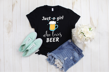 Load image into Gallery viewer, Just a Girl Who Loves Beer - Social Butterfly Girl Women&#39;s Ladies&#39; T-shirt