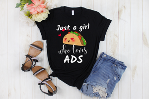 Just a Girl Who Loves Ads - Marketer Social Media Ad Girl Women's Ladies' T-shirt