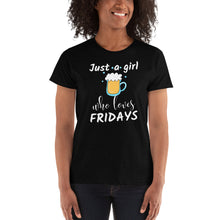 Load image into Gallery viewer, Just a Girl Who Loves Fridays - Social Butterfly Girl Women&#39;s Ladies&#39; T-shirt